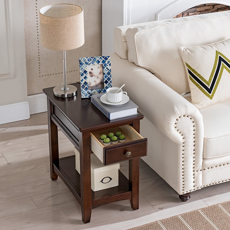 Antique Side Table with Drawer and Shelf